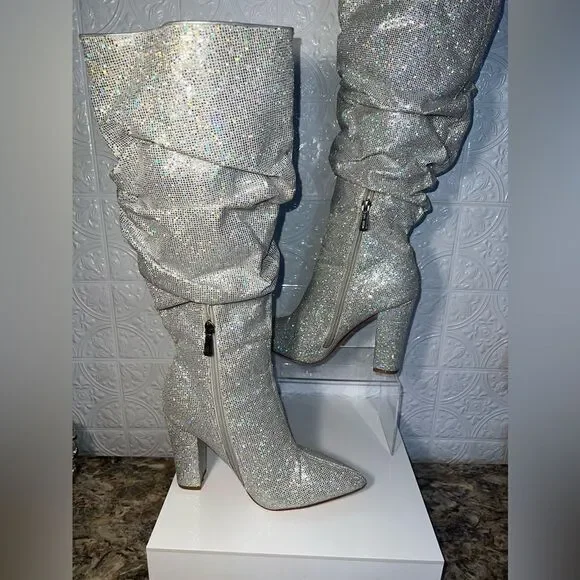 Cape Robbin Glittery Knee-high Slouch Boots - Picture 3 of 5